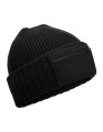 Beanie met Zip Patch Beechfield B334R Zwart